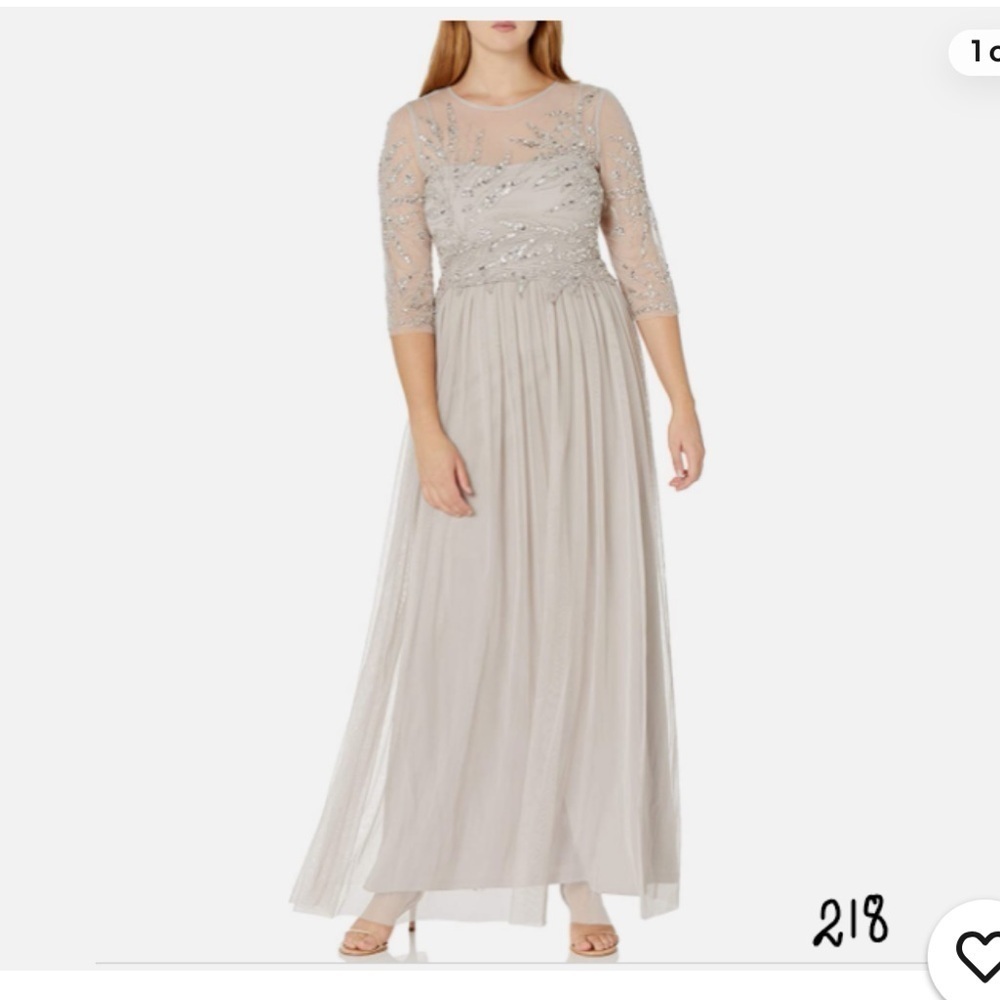 Adrianna Papell Silver sequin Gown size 14